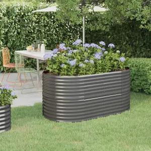 Berkfield Garden Planter Powder-coated Steel 152x80x68 cm Grey