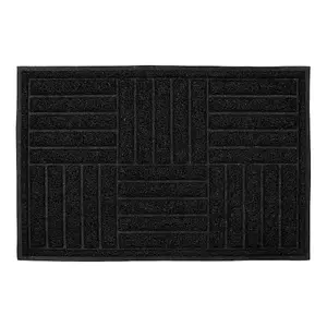 JVL Mud Grabber Spaghetti Scraper Doormat, 40x60cm, Black Square