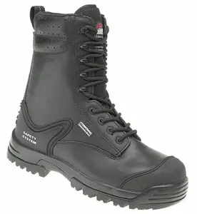 Himalayan S3 Composite Toe Black Leather Combat Safety Boots for Men