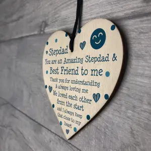 Stepdad Gift Poem Wood Heart Fathers Day Birthday Gift For Stepdad Thank You