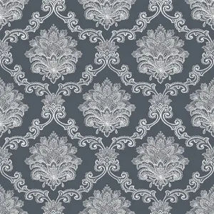 Galerie Nordic Elements Black La Dentelle Damask Wallpaper Roll