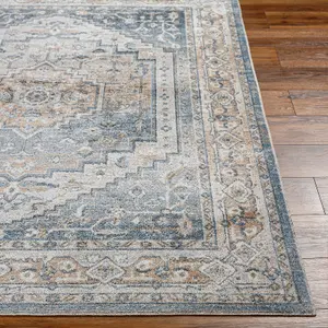 JENNIFER Round Machine Washable Vintage Area Rug 200 x 200 cm