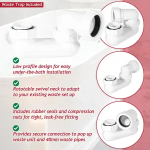 SPARES2GO Bath Filler Pop Up Waste Plug and Trap Overflow Spout Kit (Chrome Silver)