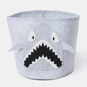 Storage Basket Toy Clothes Felt Shoe Kids Organiser Animal, Shark - Grey