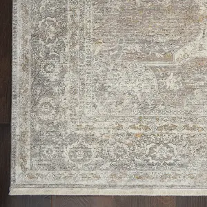 Silver Cream Luxurious Traditional Bordered Floral Rug Easy to clean Living Room and Bedroom-259cm X 351cm