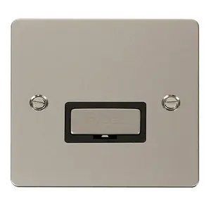 Flat Plate Pearl Nickel 13A Fused Ingot Connection Unit - Black Trim - SE Home