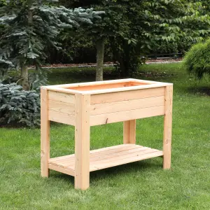 Dan Larch timber Shallow planter with self 800x400mm