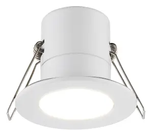 Luceco Matt White Fixed LED Fire-rated Warm white Downlight 5W IP65