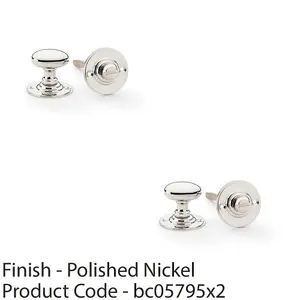 2 PACK - Traditional Oval Thumbturn & Release Lock - Polished Nickel - Bathroom Door WC