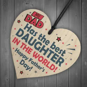 Red Ocean Fathers Day Gift From Daughter Novelty Wooden Heart Sign Gifts For DAD Him