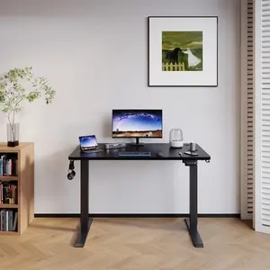 Hieronymus Electric Height Adjustable T-Shape Standing Desk Black / Black / 122 x 120 x 60 cm