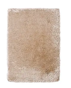 Beige Plain Shaggy Rug, Anti-Shed Rug, Easy to Clean Handmade Rug, Modern Rug for Bedroom, & Dining Room-80cm X 150cm