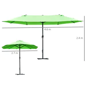 Outsunny Sun Umbrella Canopy Double-side Crank Shade Shelter 4.6M Green