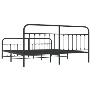 Berkfield Metal Bed Frame with Headboard and Footboard Black 200x200 cm