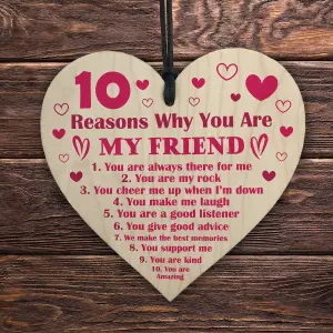 Red Ocean BEST FRIEND GIFT For Birthday Christmas Wood Heart Novelty Friendship Gift Thank You Gift For Him Her Keepsake