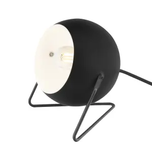 GoodHome Roccheta Round Matt Black Table lamp