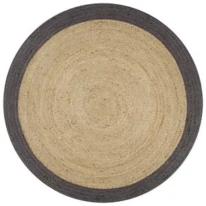 Berkfield Handmade Rug Jute with Dark Grey Border 150 cm