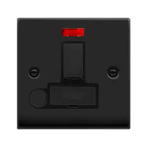 Matt Black 13A Fused Ingot Connection Unit Switched With Neon With Flex - Black Trim - SE Home