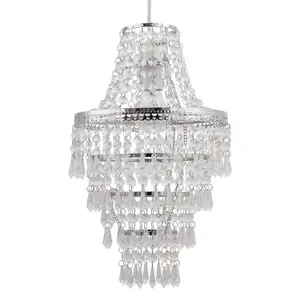 First Choice Lighting Set of 2 Chrome Tiered Chandelier Style Light Shades