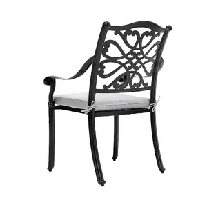 4Pcs Black Retro Aluminum Outdoor Patio Dining Armchair Bistro Chair with Cushions