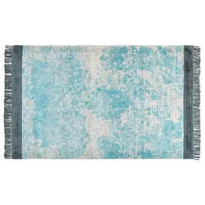 Viscose Area Rug 140 x 200 cm Blue and Beige AKARSU