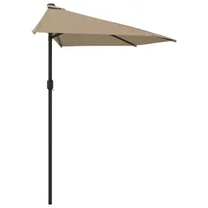 Berkfield Balcony Parasol with Aluminium Pole Taupe 270x135 cm Half