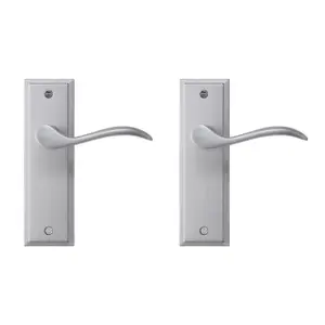 Colours Sennen Nickel effect Aluminium Scroll Latch Door handle (L)105mm (D)70mm, Pair