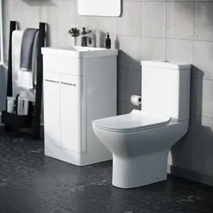 Nes Home 500mm Floorstanding Vanity Basin Unit & Rimless Close Coupled Toilet White