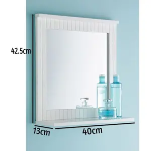 Graceville Wood Flat Wall Mirror with Shelves