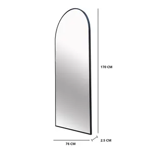 Salma Metal Flat Mirror Matte Black / 170cm H x 76cm W