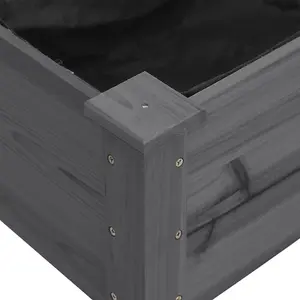 Berkfield Planter with Liner Grey 203x53x76 cm Solid Wood Fir