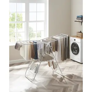 Steel Foldable Gullwing Drying Rack White/Silver / 147cm W x 56cm D