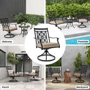 Costway 2 Piece Patio Metal Swivel Chairs Outdoor Bistro Dining Chair Set w/ Soft Cushion