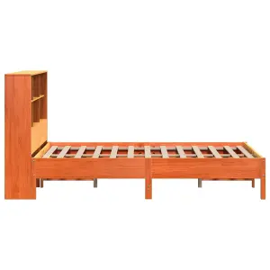 Berkfield Bookcase Bed without Mattress Wax Brown 140x190 cm Solid Wood Pine