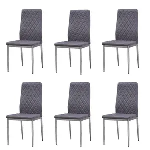 Knisely Velvet Upholstered Side Chair (Set of 6) Dark Grey