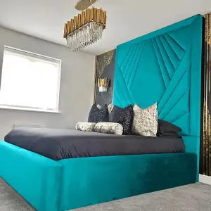 Solia Plush Velvet Teal Bed Frame