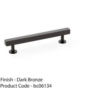 Straight Square Bar Pull Handle - Dark Bronze 128mm Centres SOLID BRASS Drawer