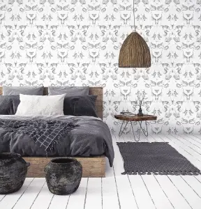 Galerie Bazaar White Greys Menagerie Smooth Wallpaper