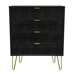 Fuji 4 Drawer Chest in Black Matt (Ready Assembled)