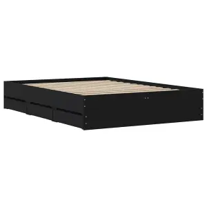 Berkfield Bed Frame with Drawers without Mattress Black 135x190 cm Double