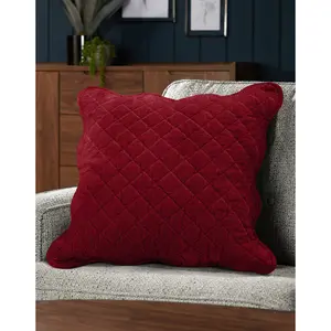 Monterra Cotton Geometric Square Velvet Luxury Cushion Cushion Red