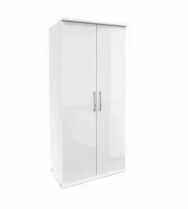 Elegant Optima 18 Two-Door Wardrobe in White Gloss - Compact Design, H2170mm W900mm D630mm