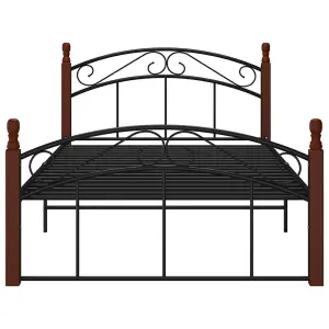 Berkfield Bed Frame Black Metal and Solid Oak Wood 120x200 cm