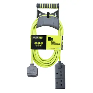 Masterplug EXU1013/2/CHT 2 socket 13A Grey & green Extension lead, 10m