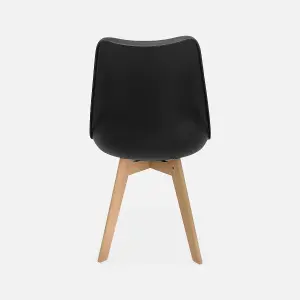 sweeek. Set of 4 scandi-style dining chairs with wooden legs Nils Black 47x55x81 cm