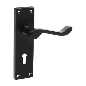 Timco - Victorian Scroll Lock Handles - Matt Black (Size 152 x 42 - 2 Pieces)