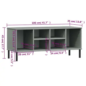 Shoe Rack with Metal Legs Grey 106x35x45 cm Solid Wood OSLO