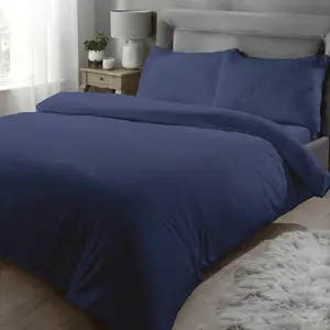 Teddy Fleece Soft Single Duvet Cover Bedding Set Navy Blue