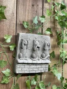 Stone cast Three Wise cat Wall Plaque