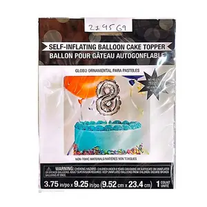 Number 8 Self-Inflating Balloon Cake Topper Silver (One Size)